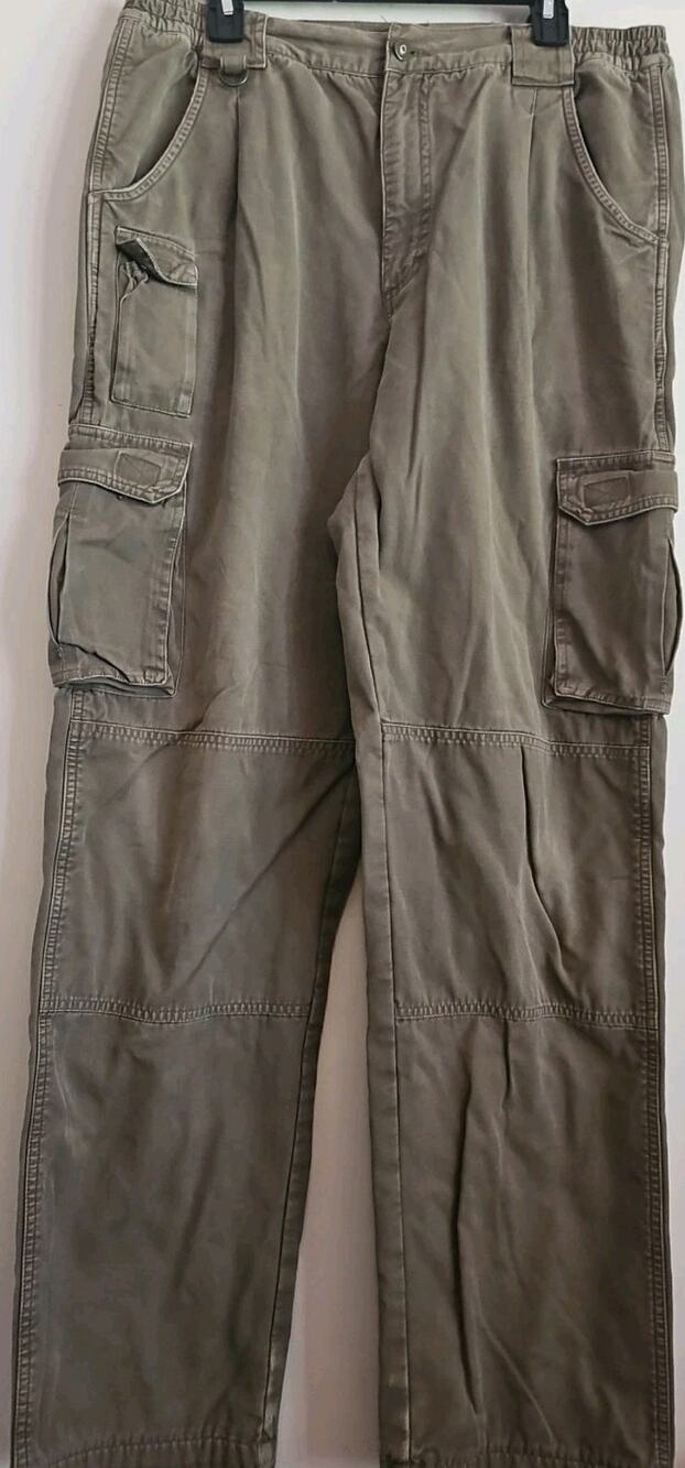 Cabela's Trail Hiker Pants Mens Size 36X33 Khaki/Green Lined Top Slight Flaws